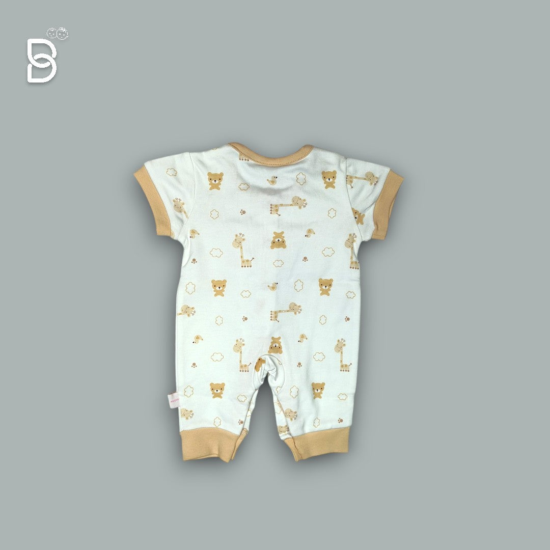 NEWBORN BABY HALF SLEEVES ROMPER MUSTARD - NATURELLE
