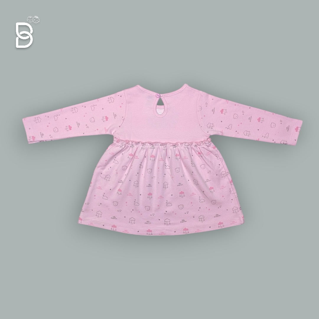NEWBORN GIRLS COTTON FROCK PINL FLORAL PRINT
