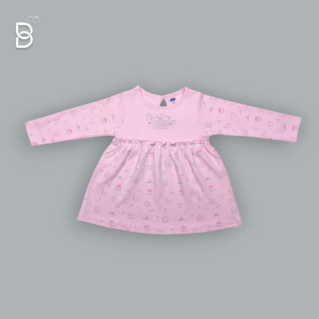 NEWBORN GIRLS COTTON FROCK PINL FLORAL PRINT