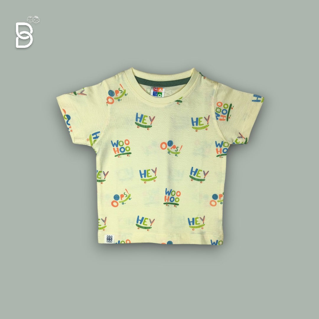 BOYS PRINTED T-SHIRT AND NICKER CREAM - O&O