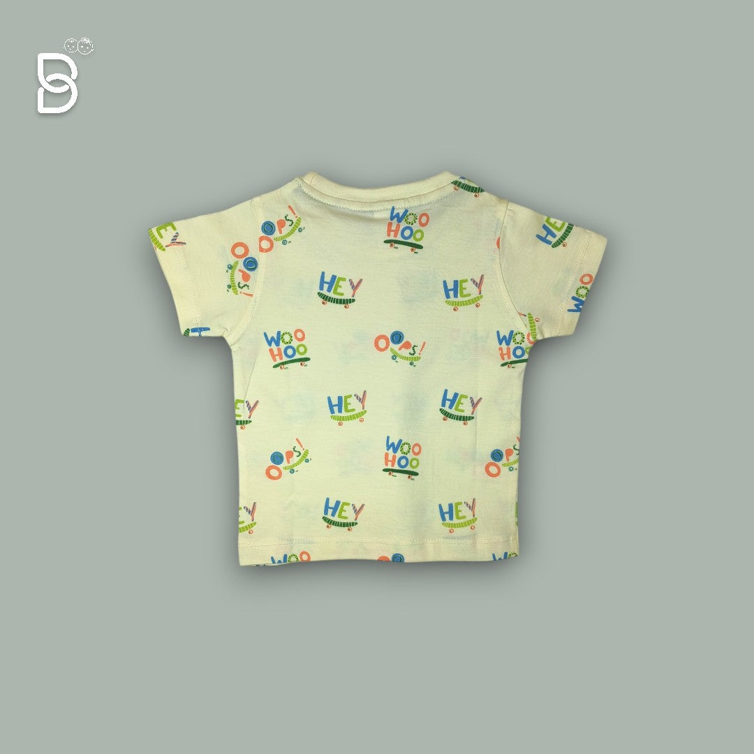 BOYS PRINTED T-SHIRT AND NICKER CREAM - O&O