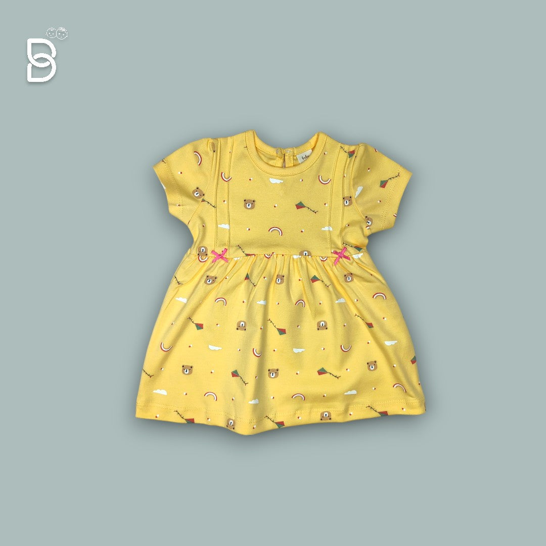 NEW BORN BABY GIRL COTTON FROCK YELLOW - NATURELLE