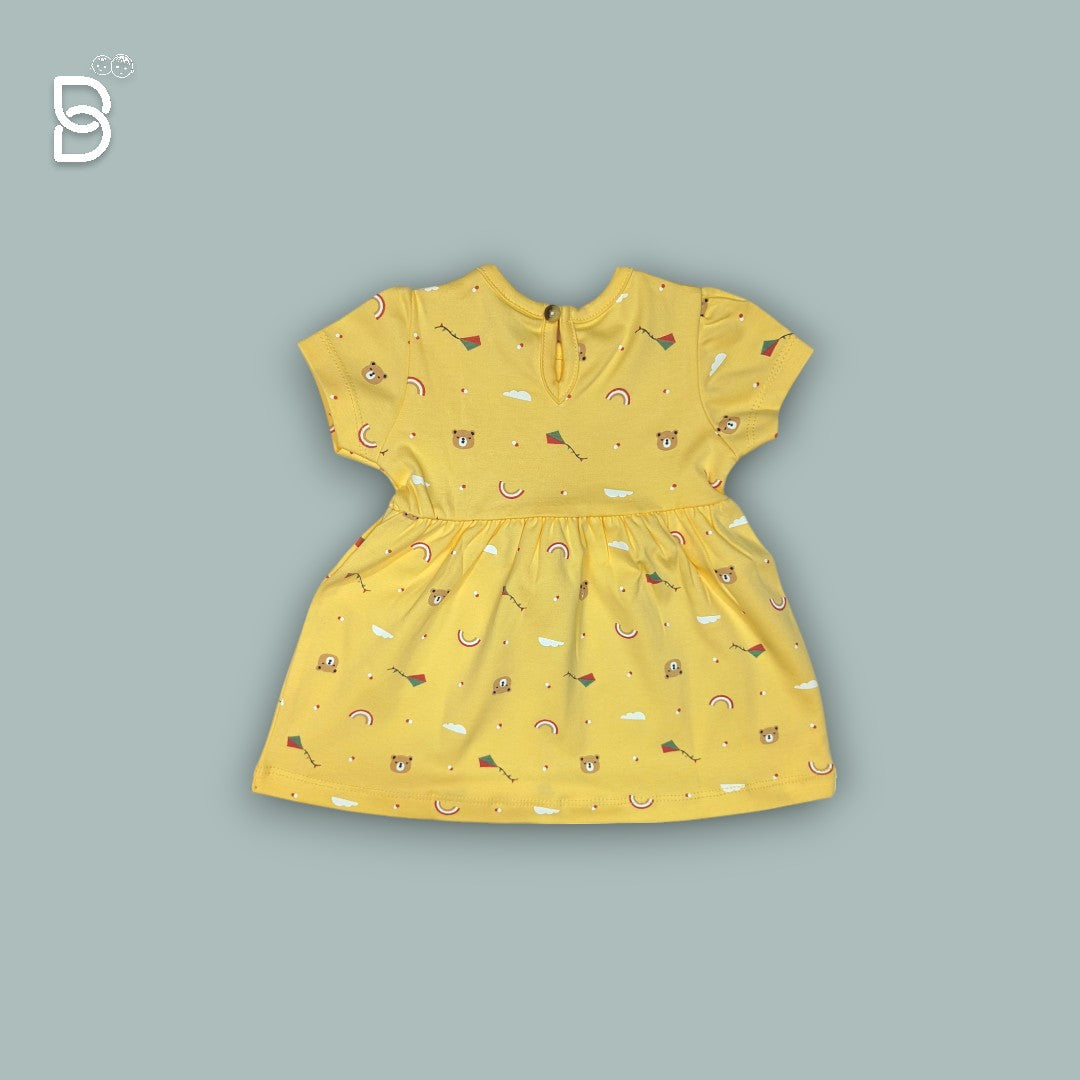NEW BORN BABY GIRL COTTON FROCK YELLOW - NATURELLE
