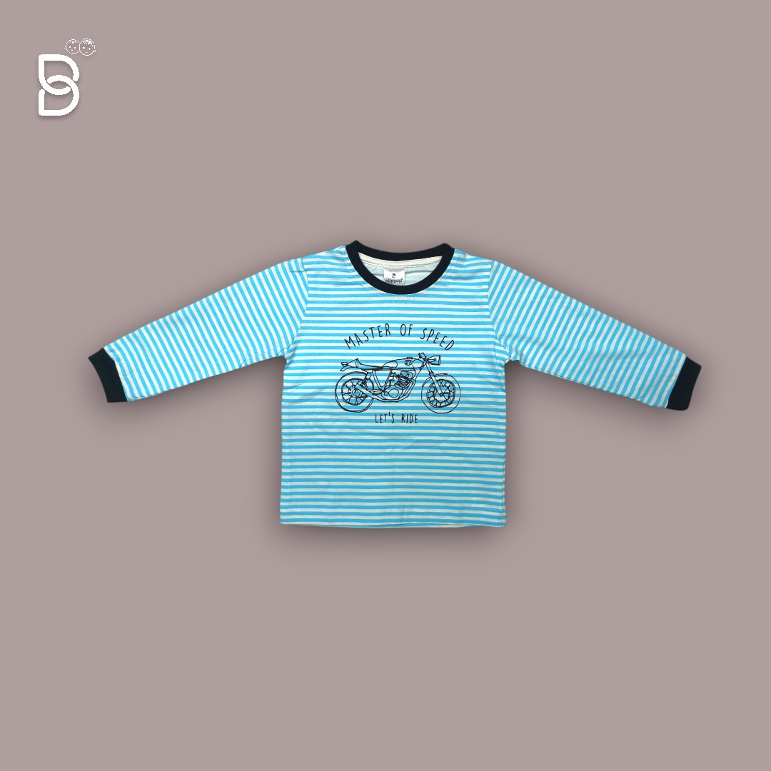 KIDS CASUAL MOTORCYCLE PRINTED T-SHIRT & PANTS SKY BLUE - OLLYPOP