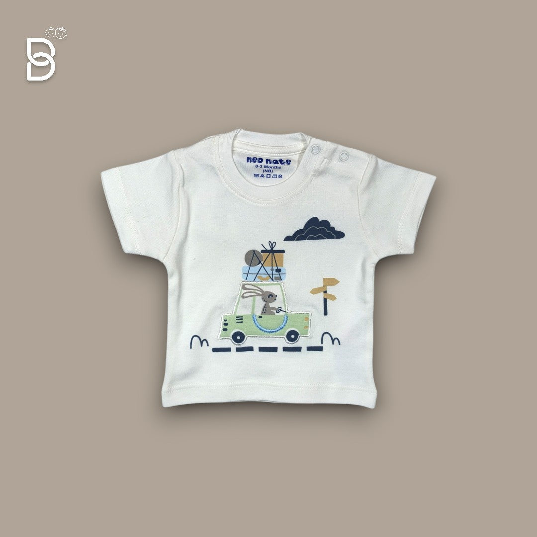 BABY BOY GREEN SHIRT - WHITE T-SHIRT - NAVY BLUE PANT