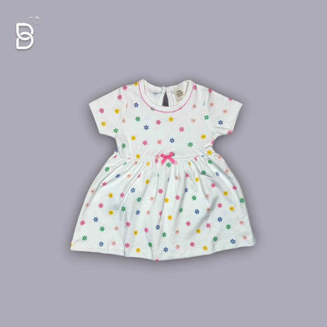 NEW BORN BABY GIRL COTTON FROCK WHITE - NATURELLE