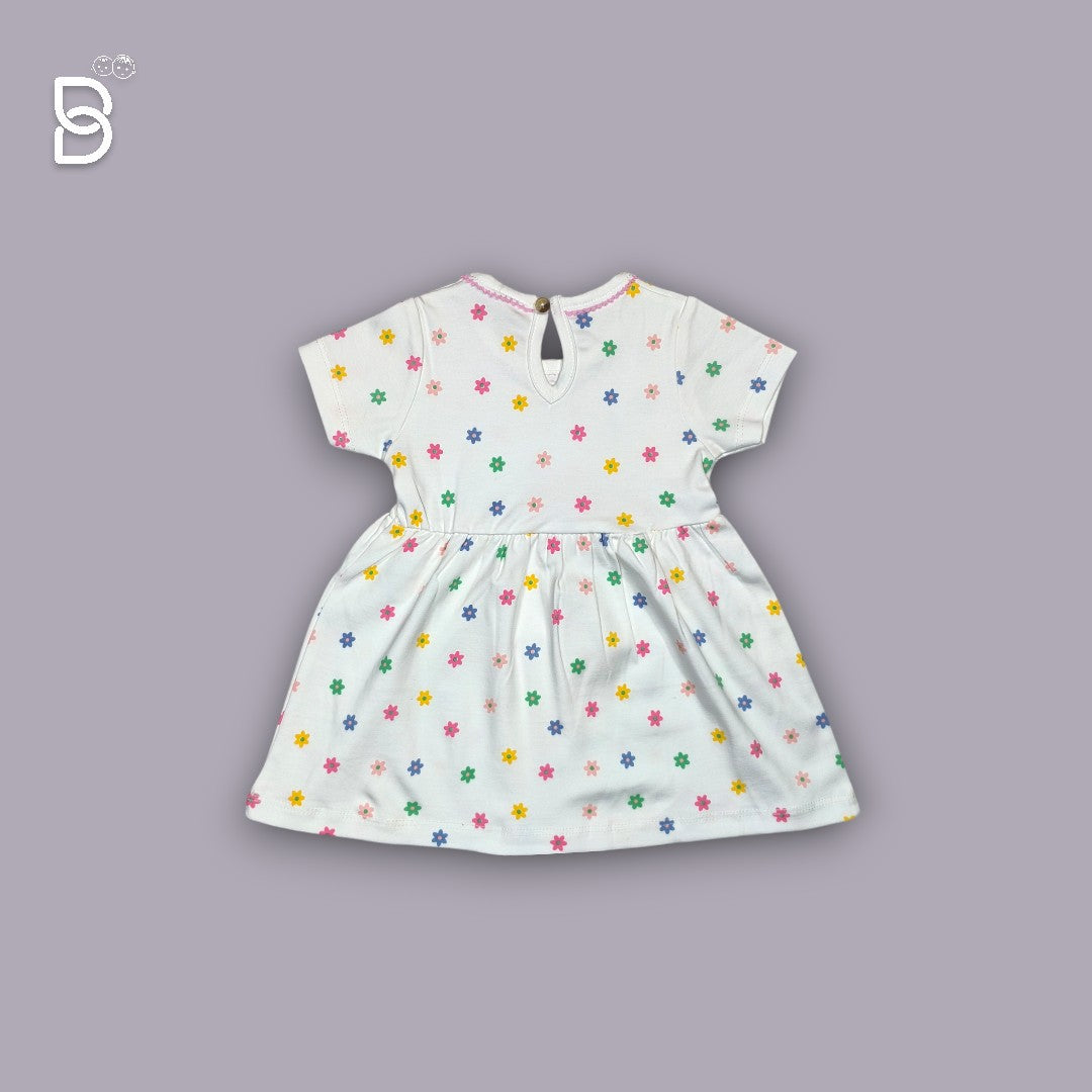 NEW BORN BABY GIRL COTTON FROCK WHITE - NATURELLE