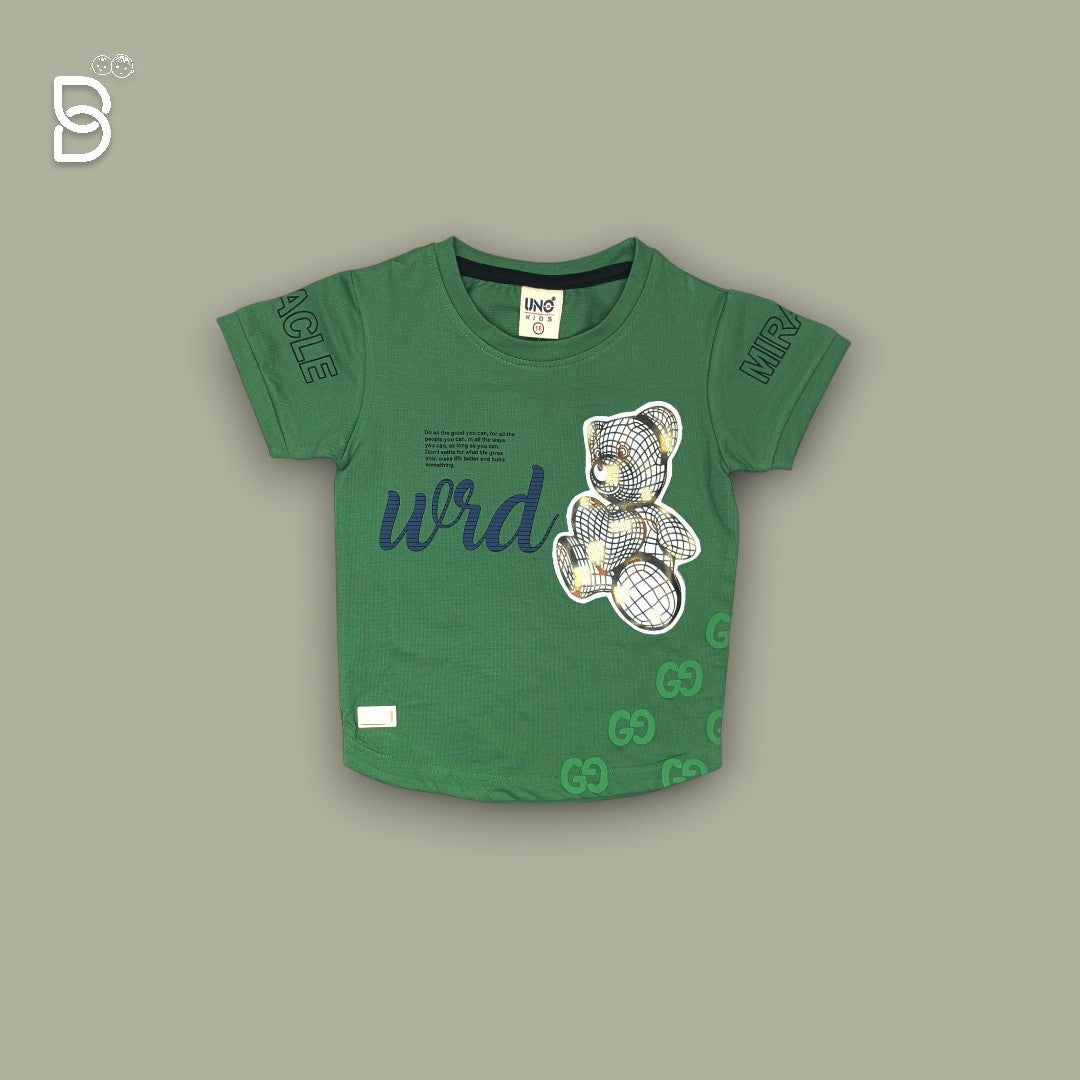 KIDS CASUAL WEAR PRINTED T-SHIRT & NICKER GREEN - UNO KIDS