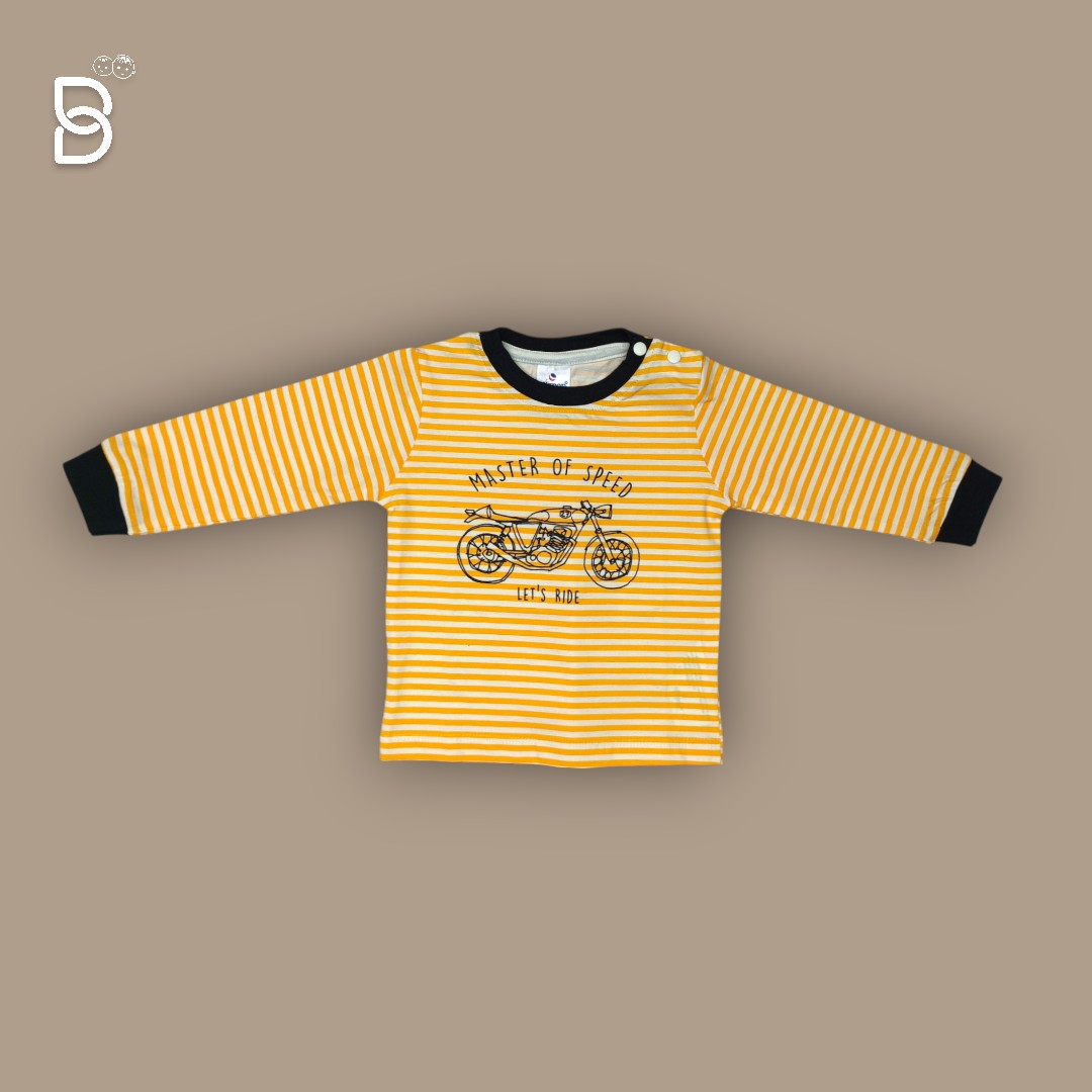 KIDS CASUAL MOTORCYCLE PRINTED T-SHIRT & PANTS YELLOW - OLLYPOP