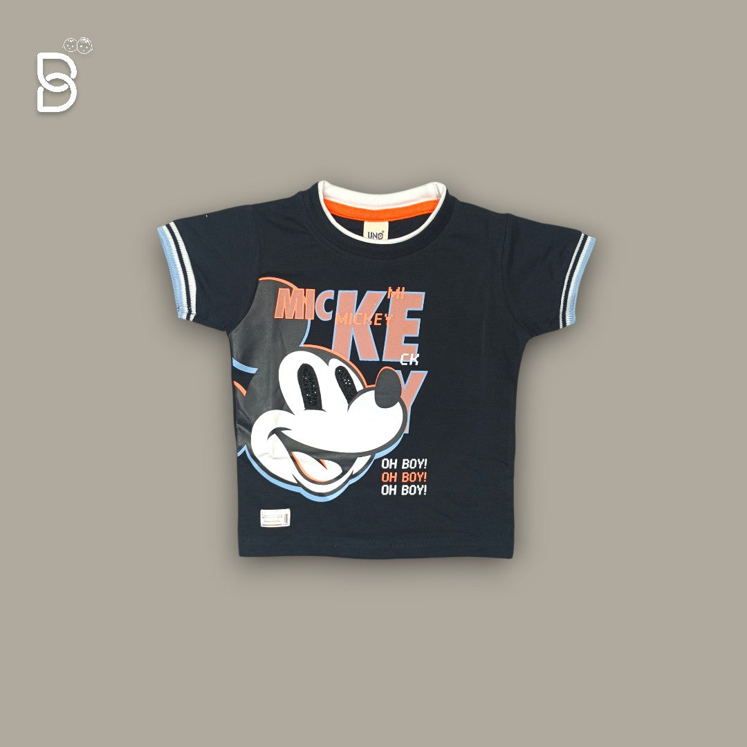 KIDS CASUAL WEAR PRINTED T-SHIRT & NICKER NAVY BLUE - UNO KIDS