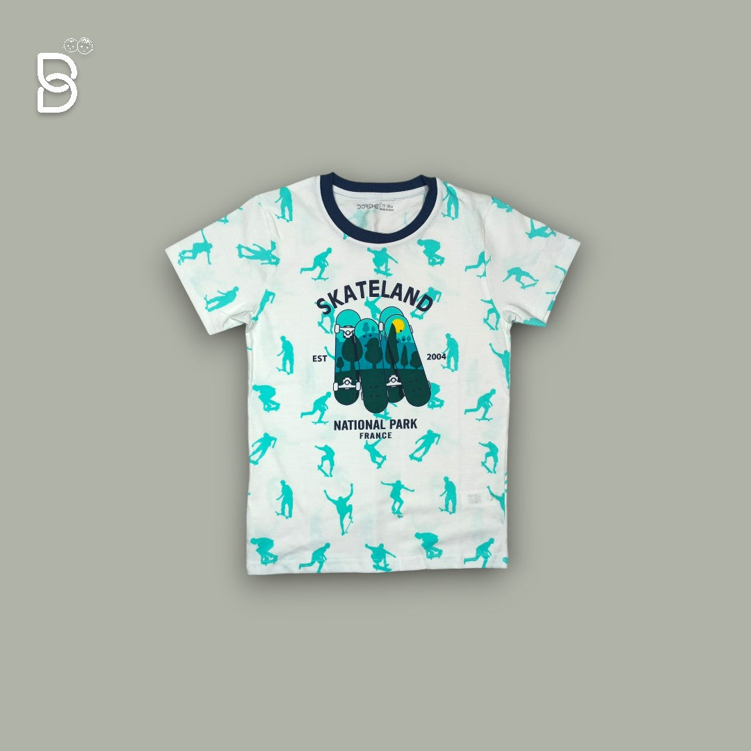BOYS T-SHIRT & NICKER (WHITE & BLUE)
