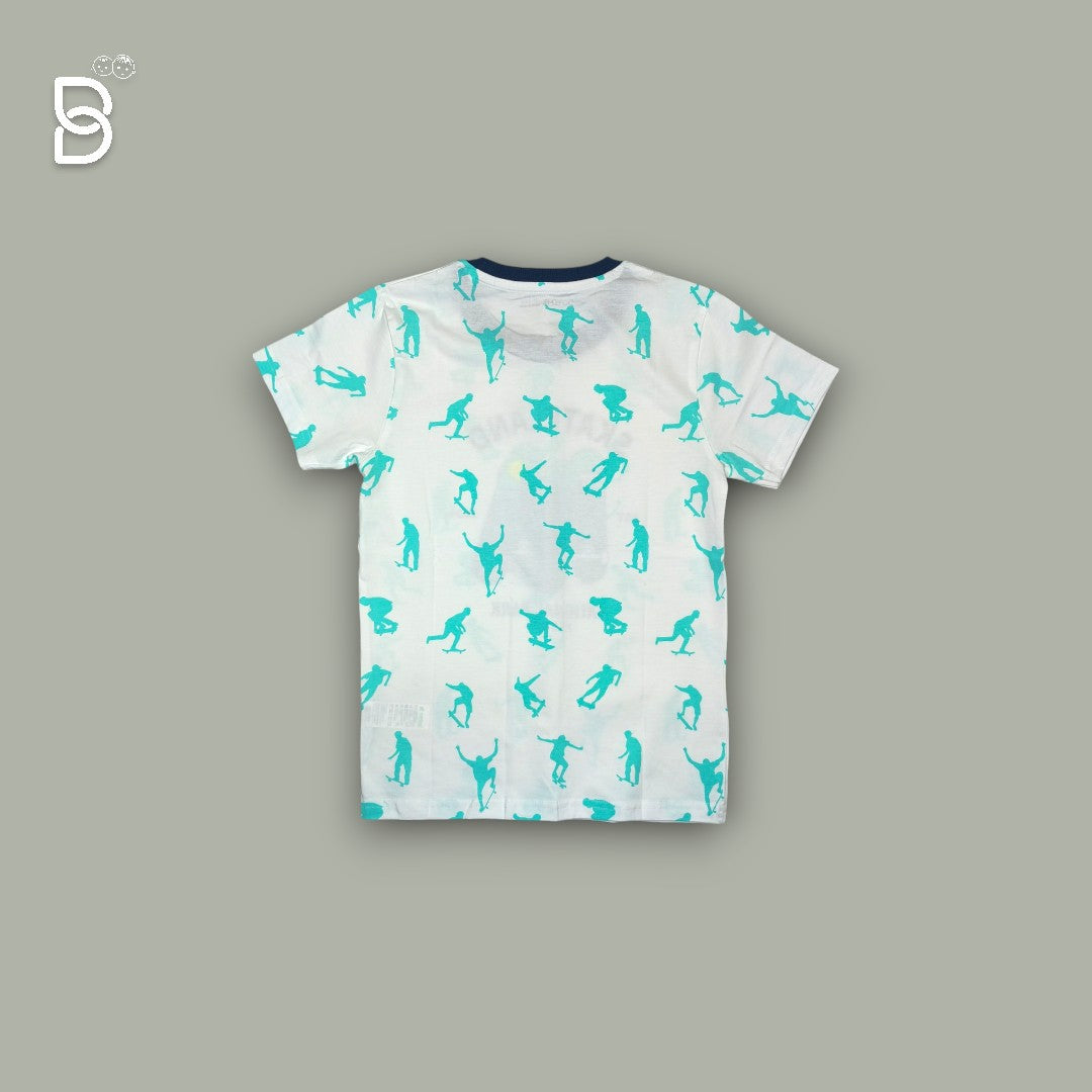 BOYS T-SHIRT & NICKER (WHITE & BLUE)