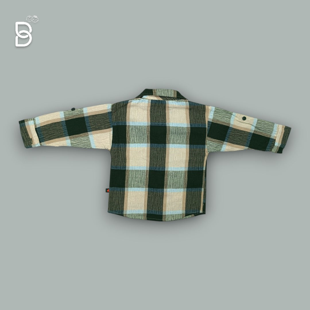 BOYS COTTON FULL SLEEVE T-SHIRT, SHIRT & PANT GREEN - NACHOS