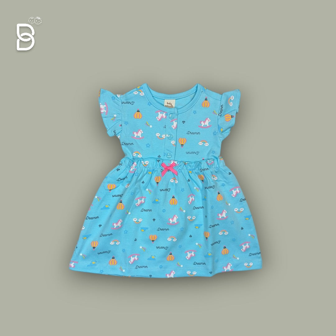 BABY GIRL COTTON FROCK SKY BULE - NATURELLE