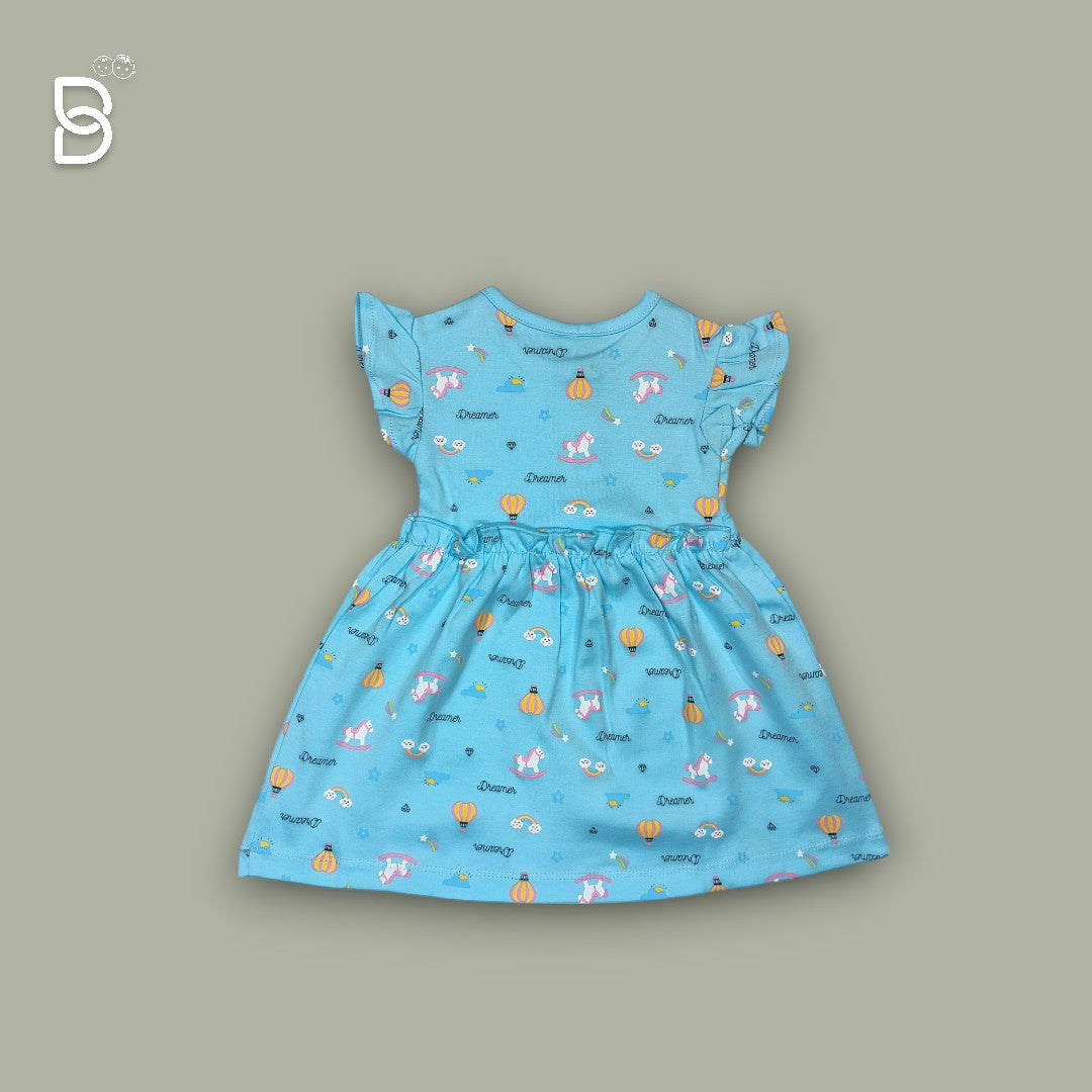 BABY GIRL COTTON FROCK SKY BULE - NATURELLE