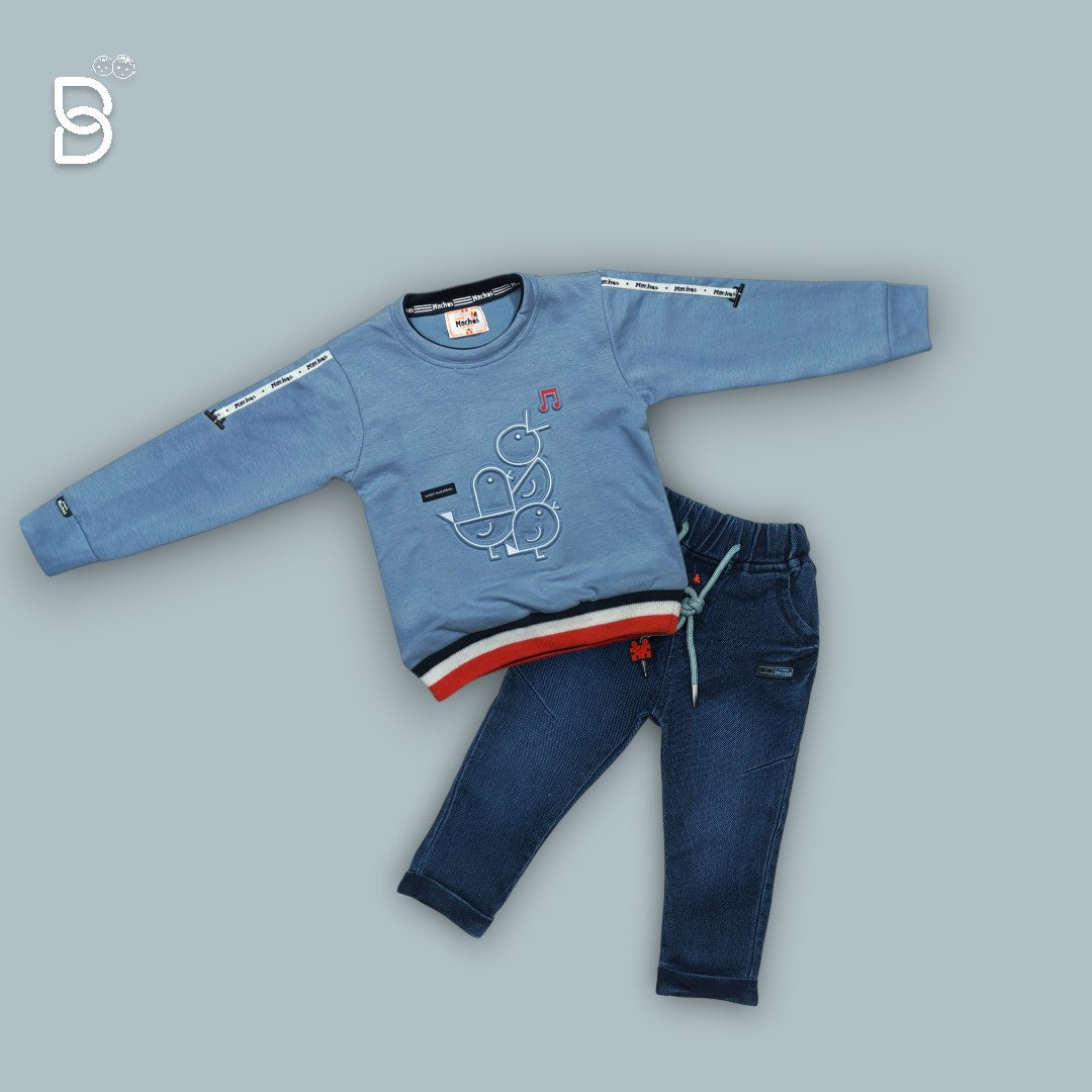 BOYS COTTON FULL SLEEVE T-SHIRT DENIM PANT