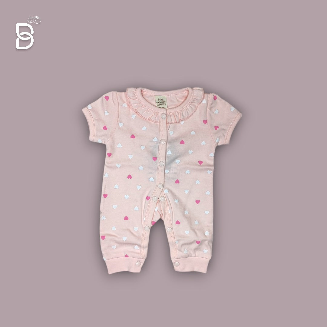 NEWBORN BABY HALF SLEEVES ROMPER PEACH - NATURELLE