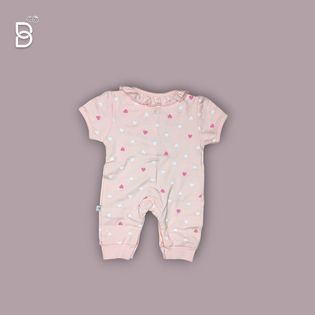 NEWBORN BABY HALF SLEEVES ROMPER PEACH - NATURELLE