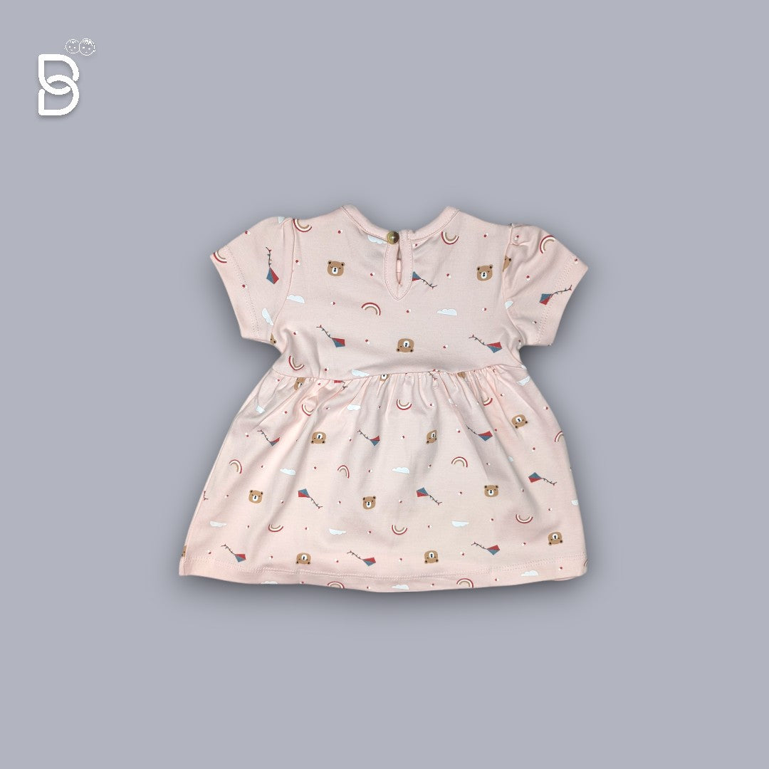 NEW BORN BABY GIRL COTTON FROCK PEACH - NATURELLE