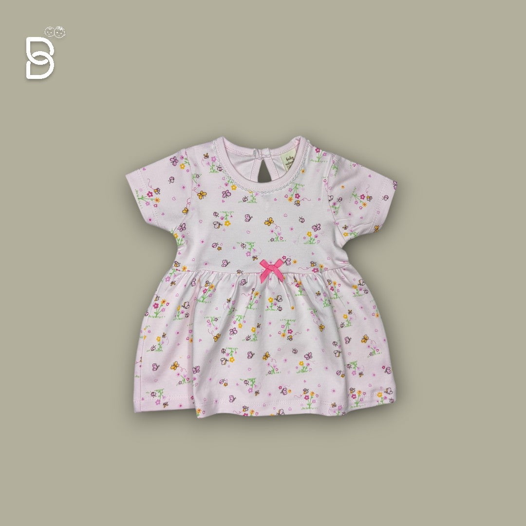 NEW BORN BABY GIRL COTTON FROCK BABY PINK - NATURELLE