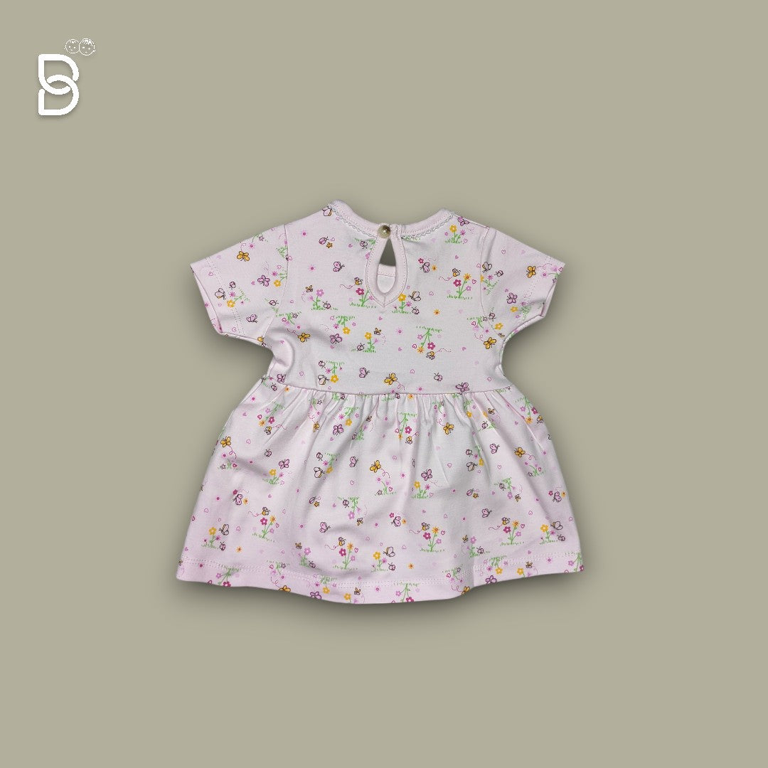 NEW BORN BABY GIRL COTTON FROCK BABY PINK - NATURELLE