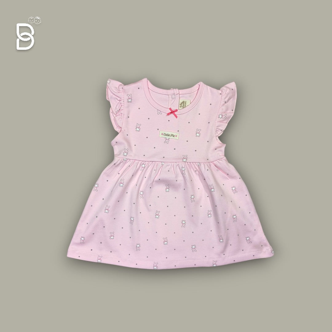 BABY GIRL ORGANIC COTTON SLEEVELESS FROCK PINK - NATURELLE