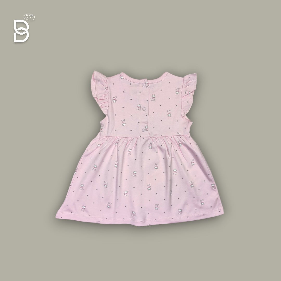 BABY GIRL ORGANIC COTTON SLEEVELESS FROCK PINK - NATURELLE