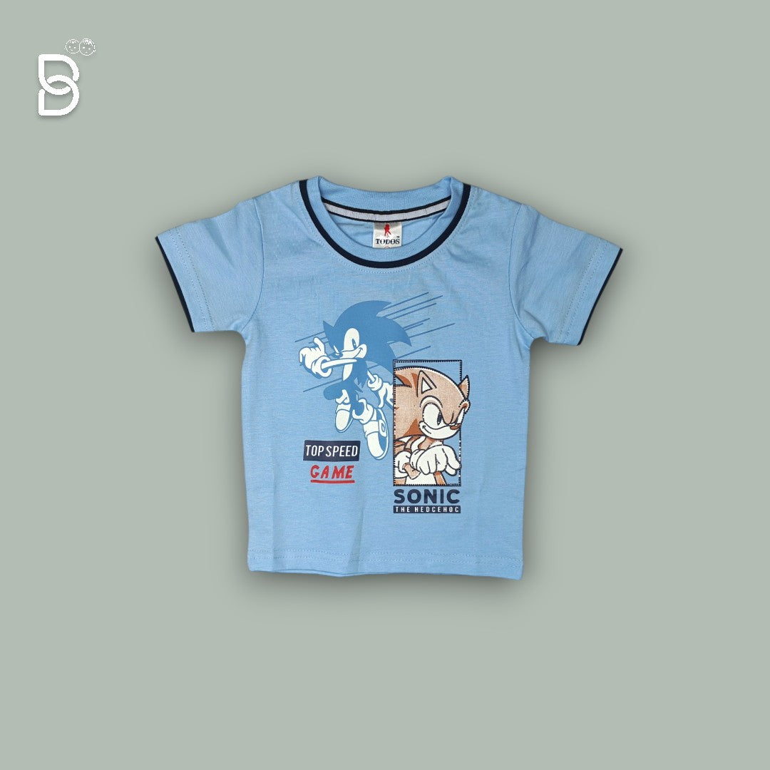 KIDS SKY BLUE T-SHIRT & DENIM NICKER