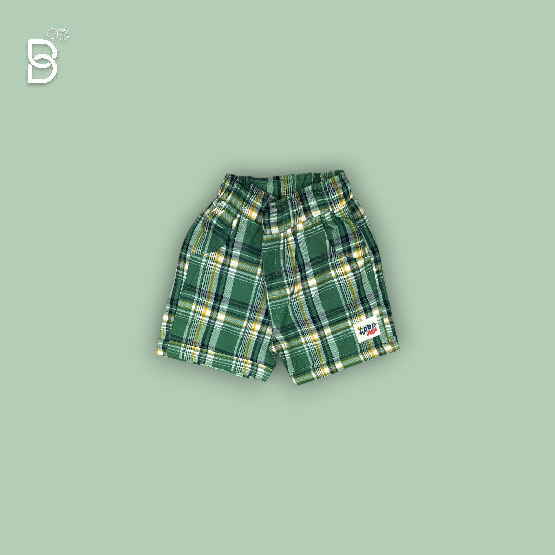 KIDS CASUAL WEAR T-SHIR & CHECKERED NICKER GREEN - O&O