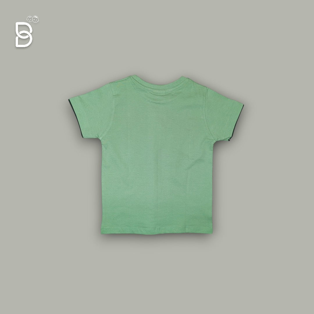 KIDS PRINTED T-SHIRT AND NICKER SET WITH BEACH THEME GREEN - O&O