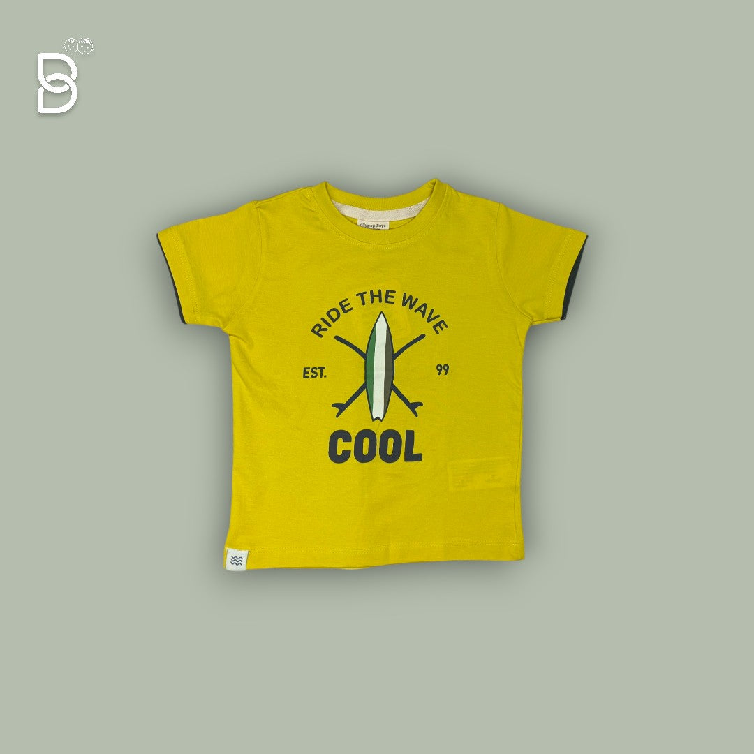 BOYS PRINTED T-SHIRT AND NICKER YELLOW - OLLYPOP