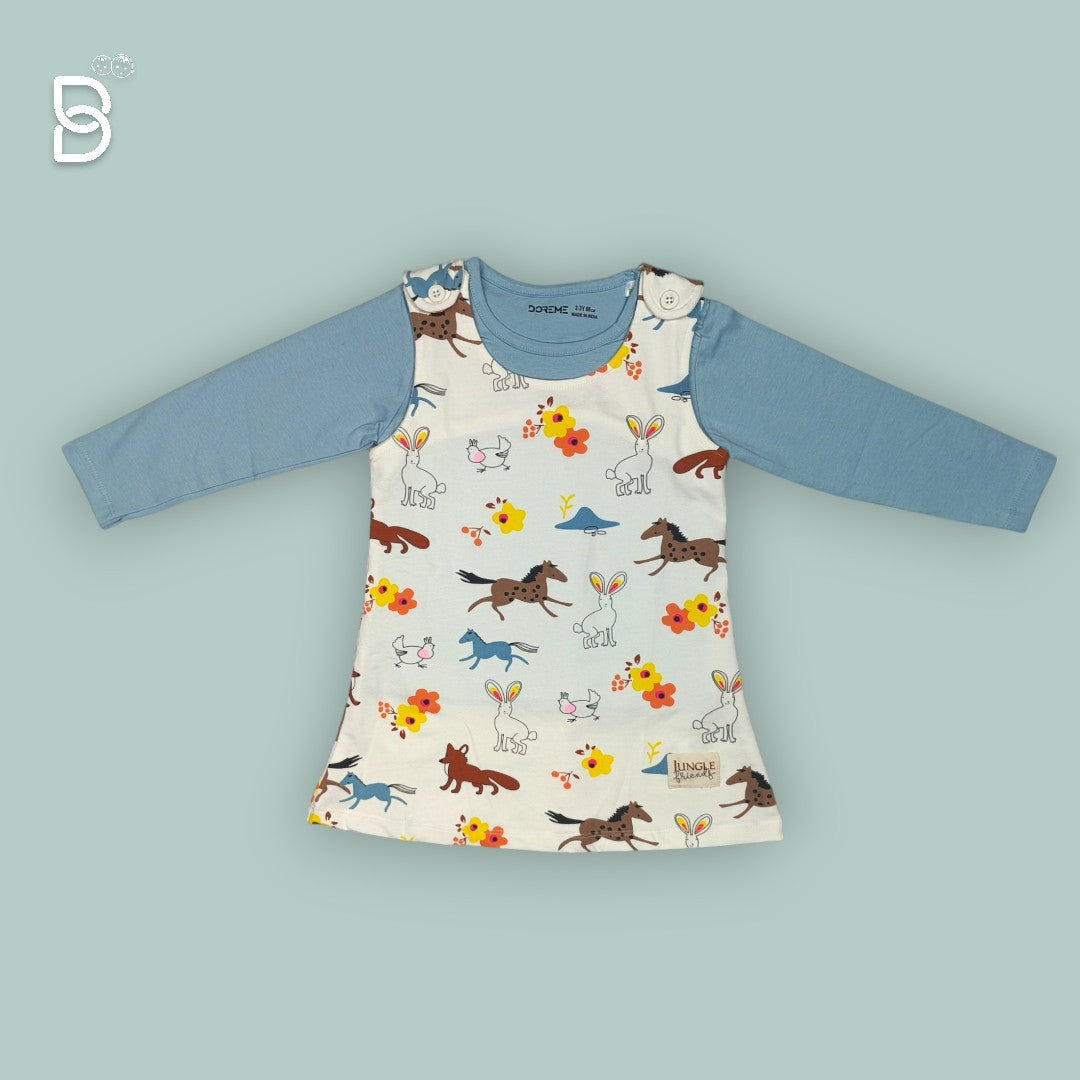 BABY GIRL DRESS WITH LONG SLEEVES & A HORSE PRINT