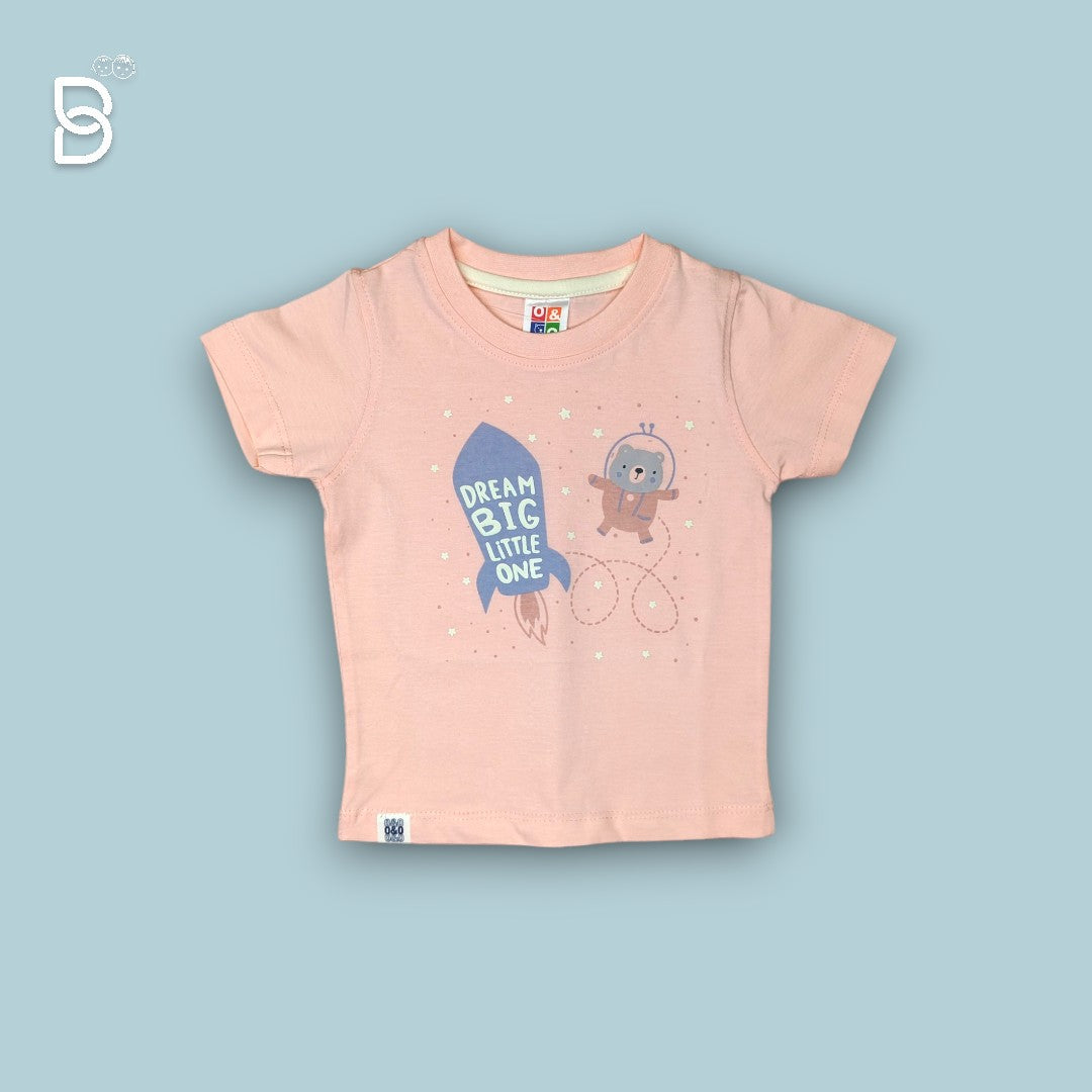 KIDS PRINTED T-SHIRT AND NICKER PINK - O&O
