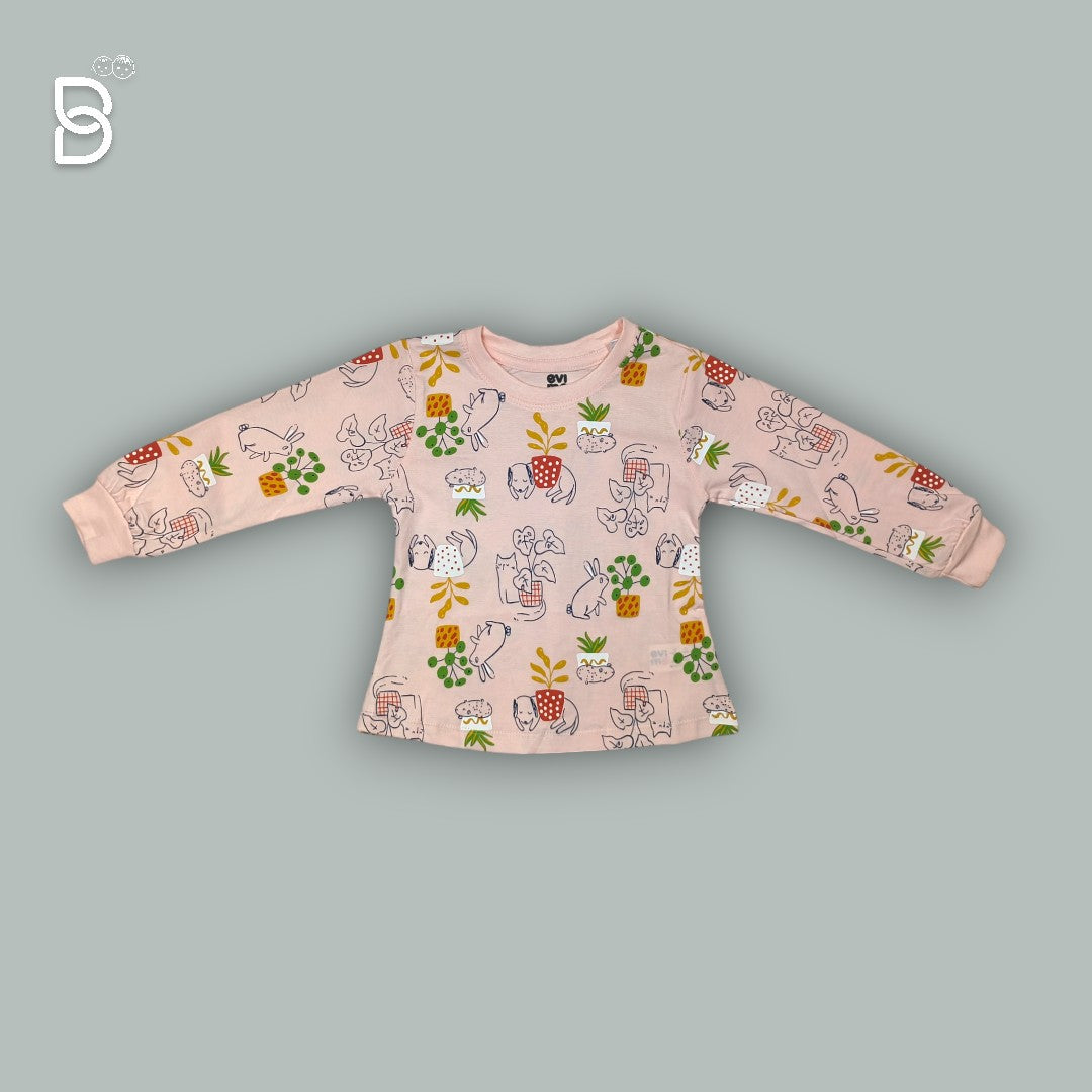 FULL SLEEVES NIGHT SUIT WITH PLANT & ANIMAL PRINT - EVIMO