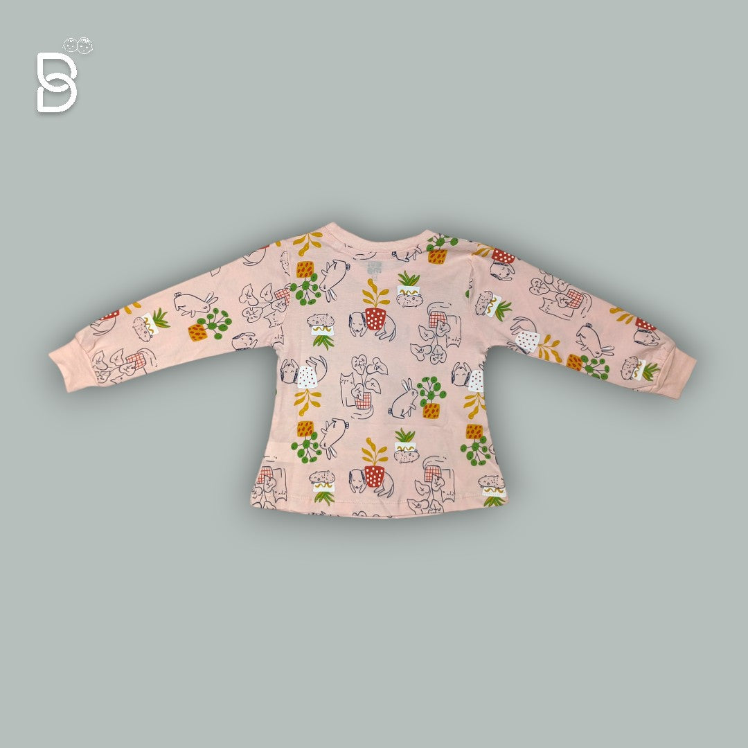 FULL SLEEVES NIGHT SUIT WITH PLANT & ANIMAL PRINT - EVIMO