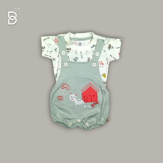 SOFT COTTON DUNGAREE SET FOR NEW BORNS