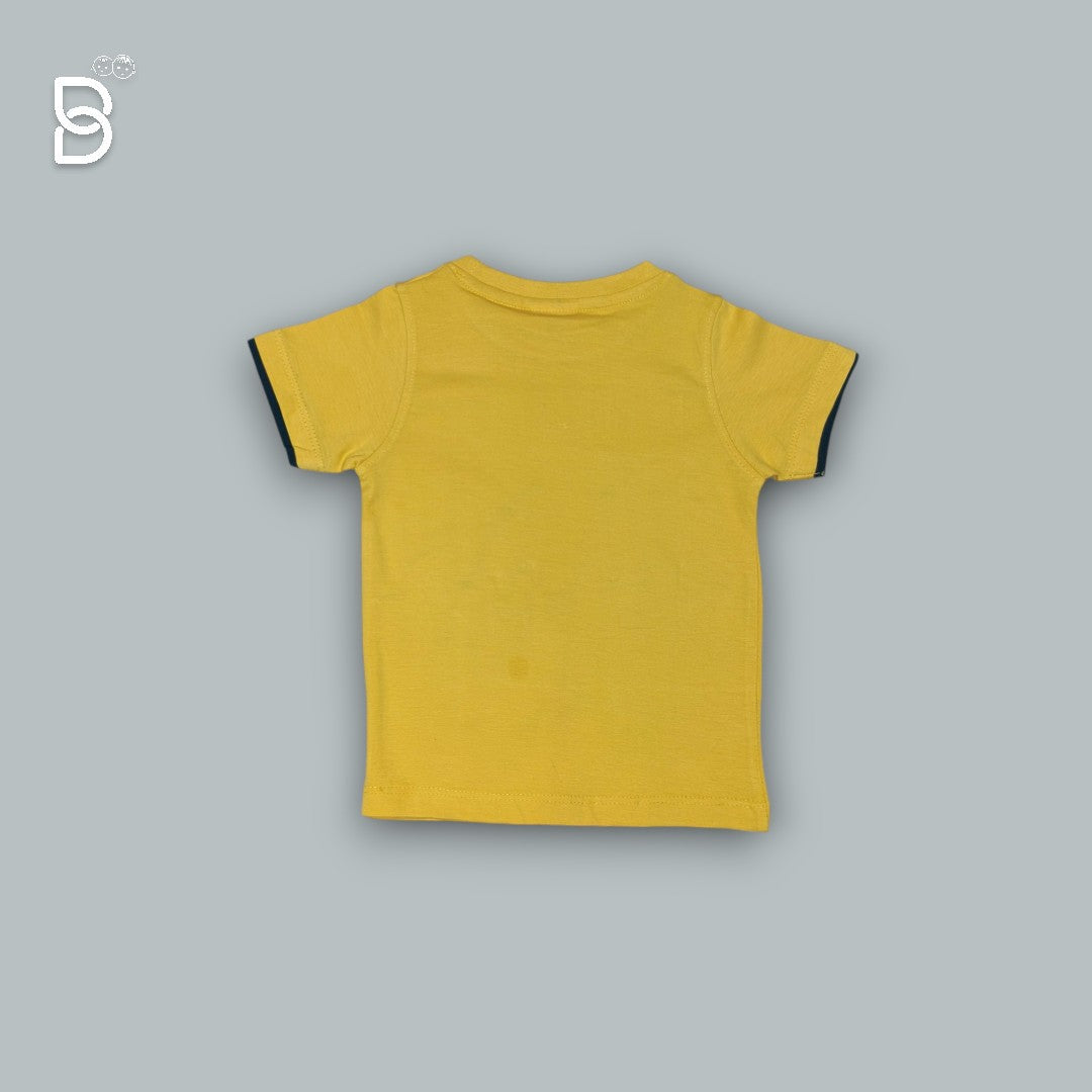 KIDS CASUAL WEAR PRINTED T-SHIRT & NICKER MUSTARD - O&O
