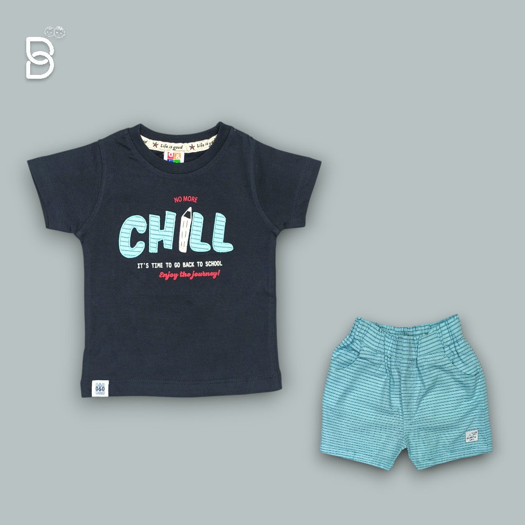 BOYS PRINTED T-SHIRT AND NICKER BLACK & BLUE - O&O