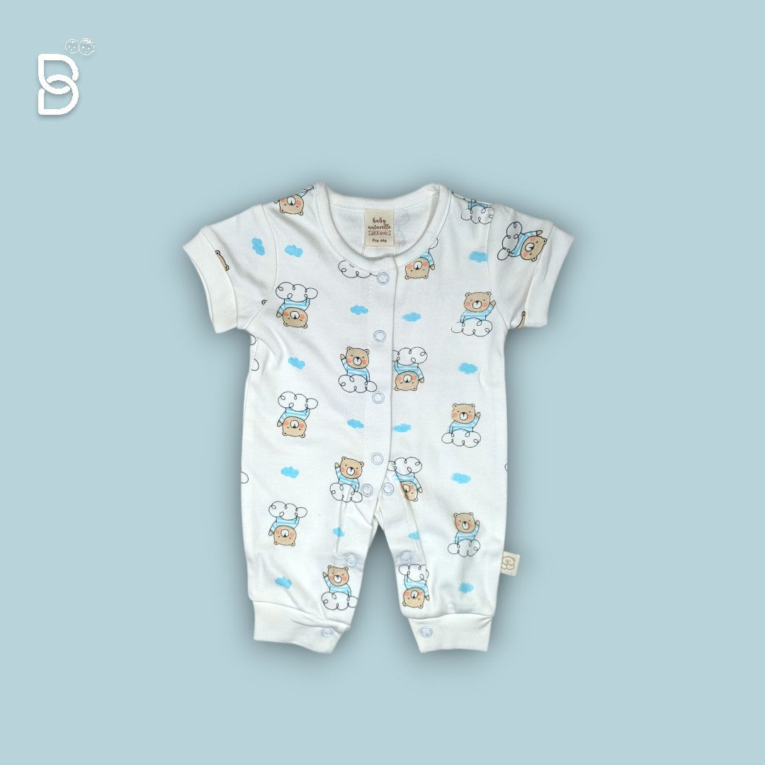 NEWBORN BABY HALF SLEEVES ROMPER WHITE - NATURELLE