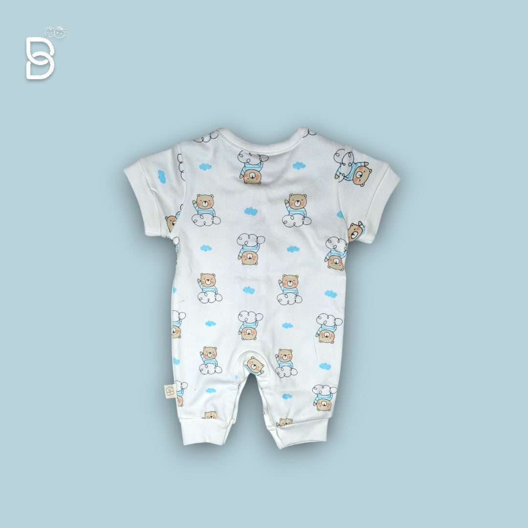 NEWBORN BABY HALF SLEEVES ROMPER WHITE - NATURELLE
