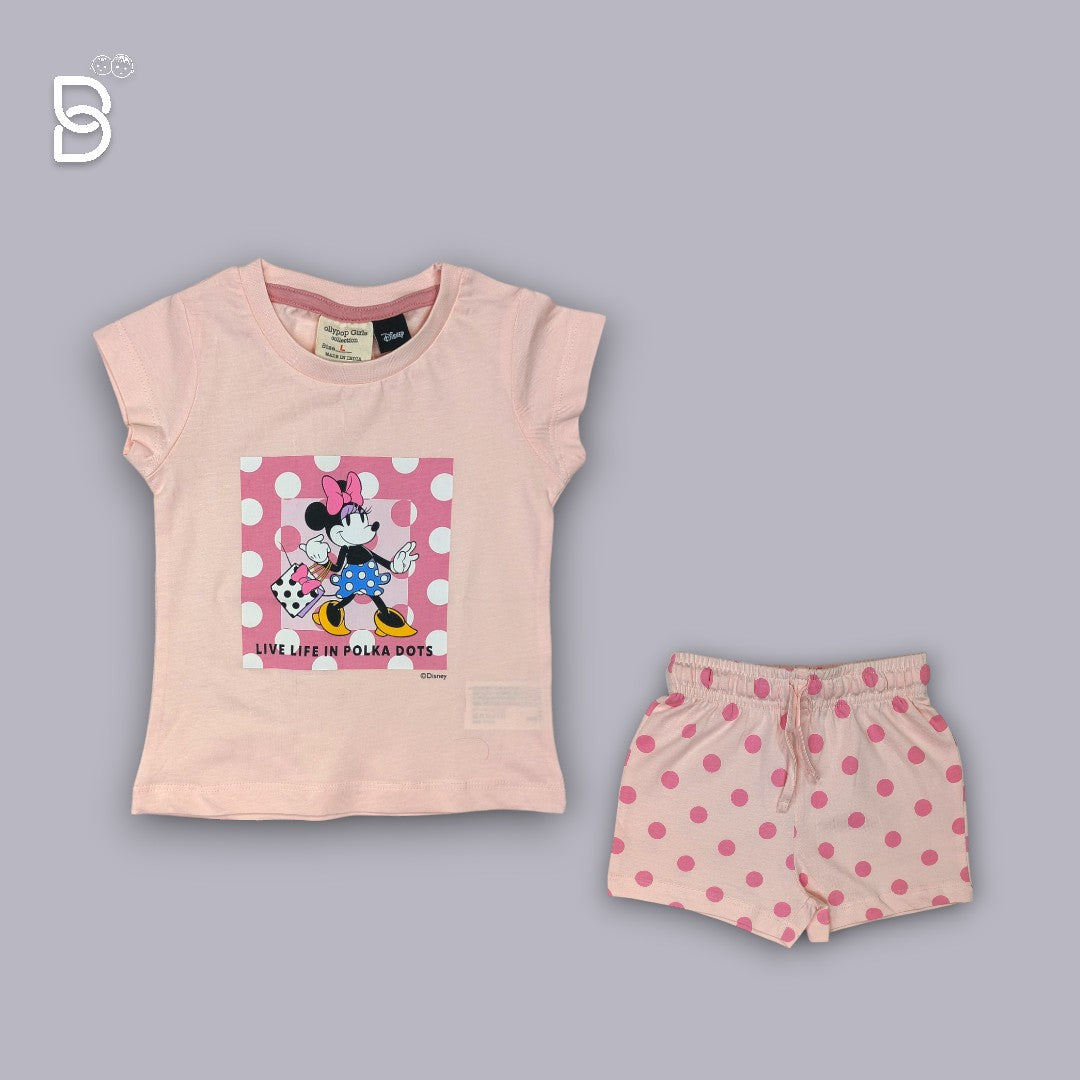 GIRLS CASUAL WEAR COTTON T-SHIRT & NICKER PEACH - OLLYPOP