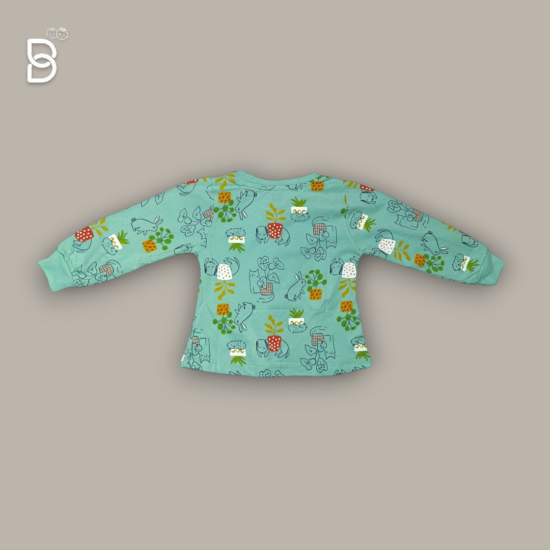 FULL SLEEVES NIGHT SUIT WITH PLANT & ANIMAL PRINT - EVIMO