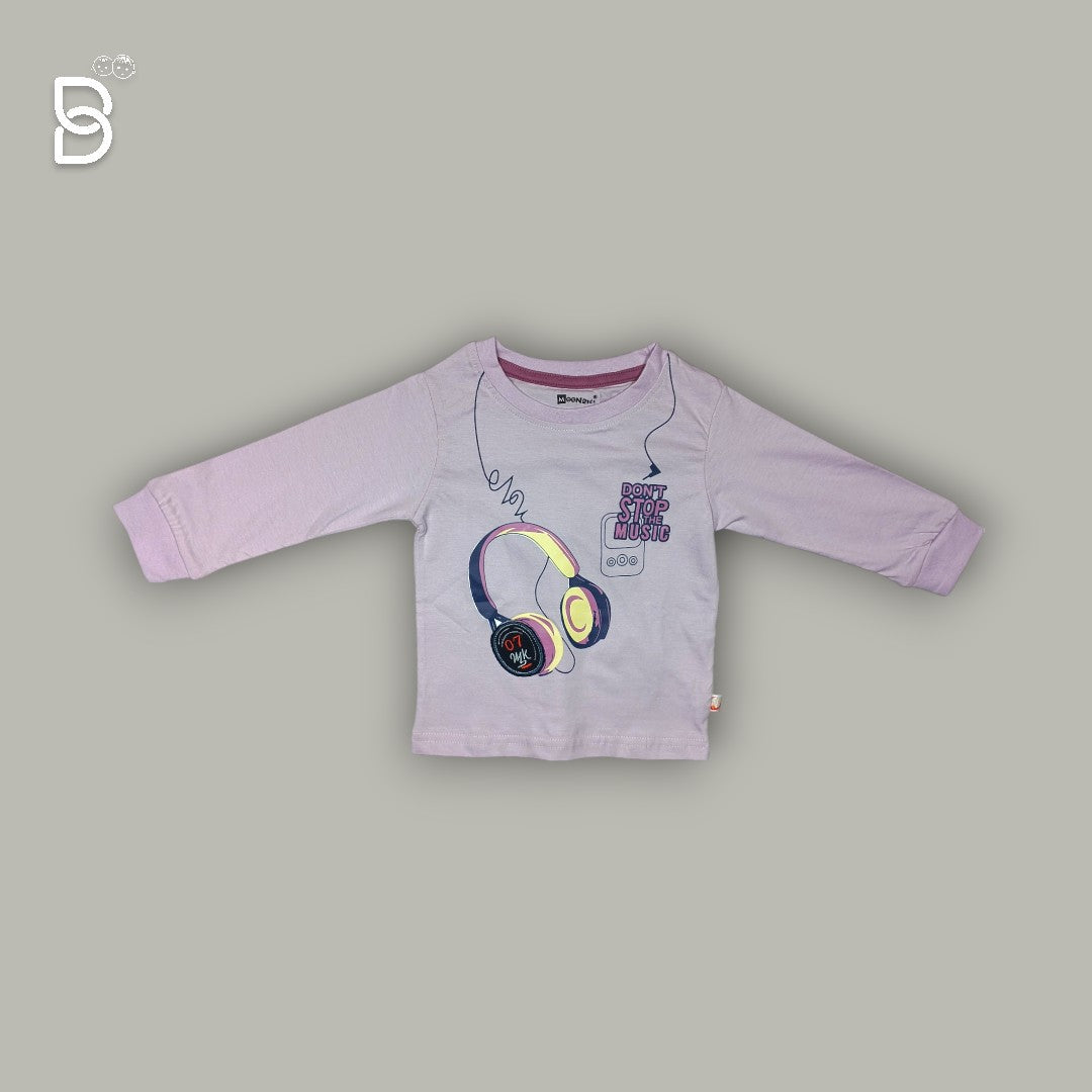 UNISEX PURPLE HEADPHONE PRINTED T-SHIRT AND PINK PANT JOGGER SET - MOON KIDS