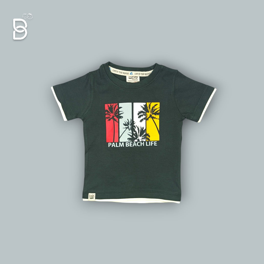 BOYS PRINTED T-SHIRT AND NICKER GREEN - O&O