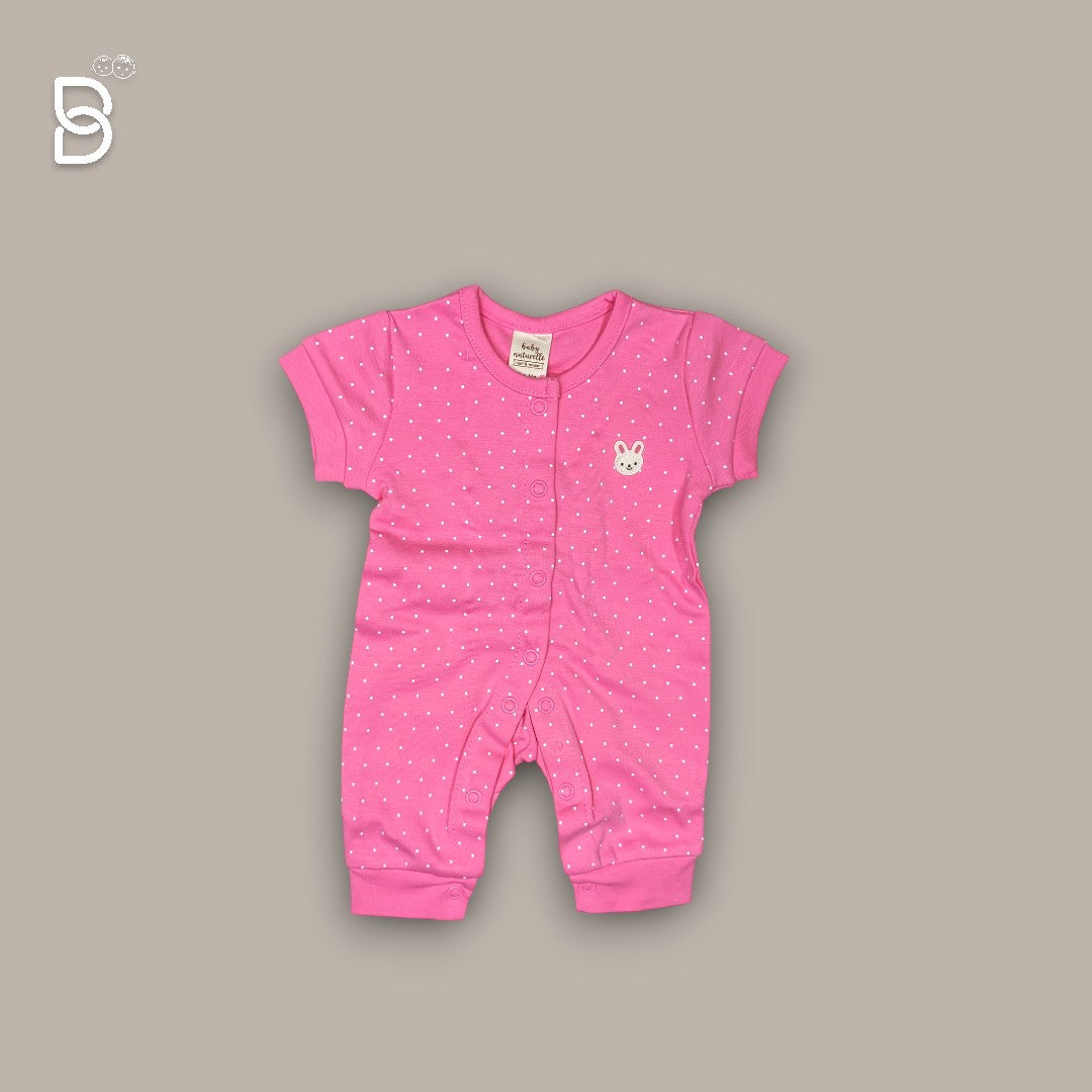 NEW BORN BABY HALF SLEEVES ROMPER RANI PINK - NATURELLE