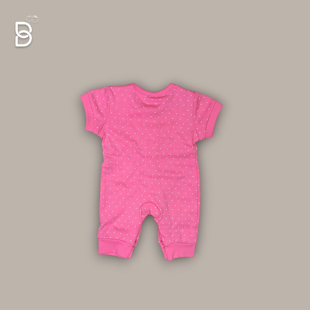 NEW BORN BABY HALF SLEEVES ROMPER RANI PINK - NATURELLE