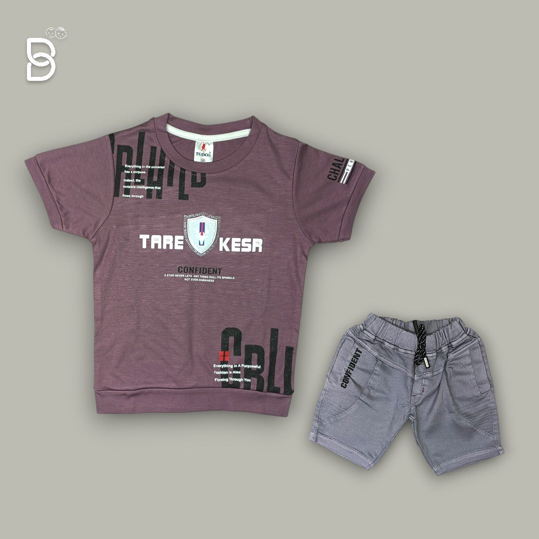 KIDS RUST T-SHIRT & GREY NICKER