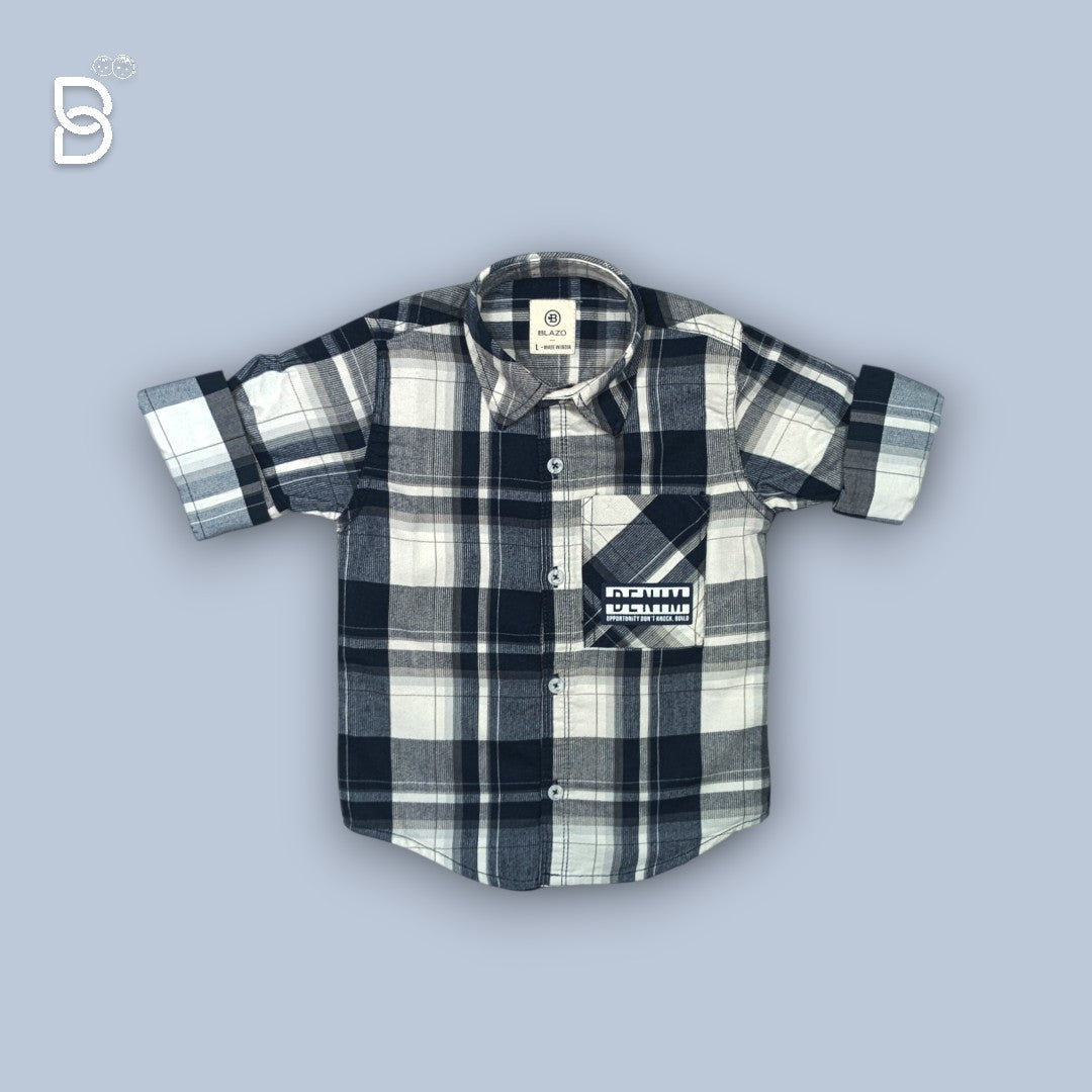 BOYS SHIRT BLACK CHECKERED