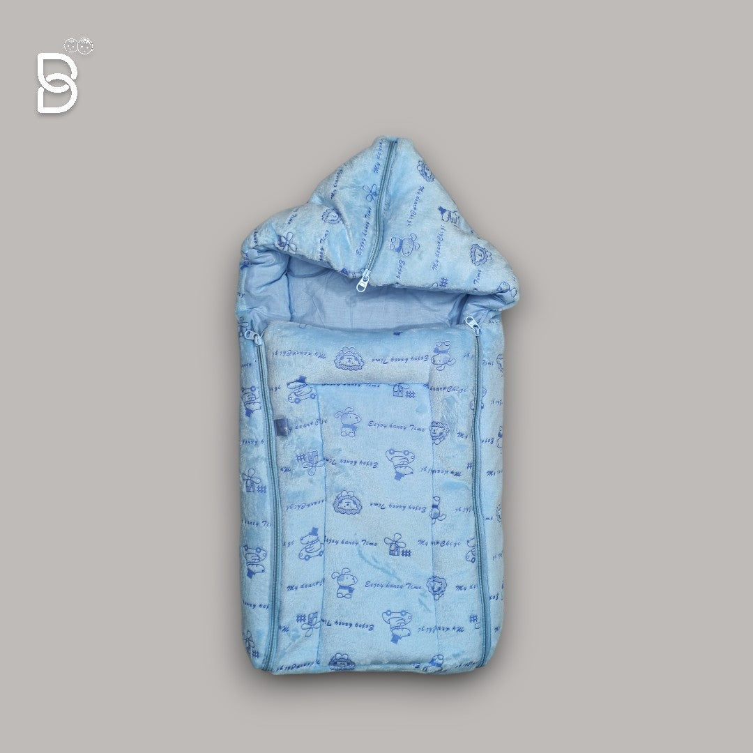BABY SLEEPING BAG SWADDLE / BABY NEST / WRAPPER HOODED BABY COVER - SKY BLUE