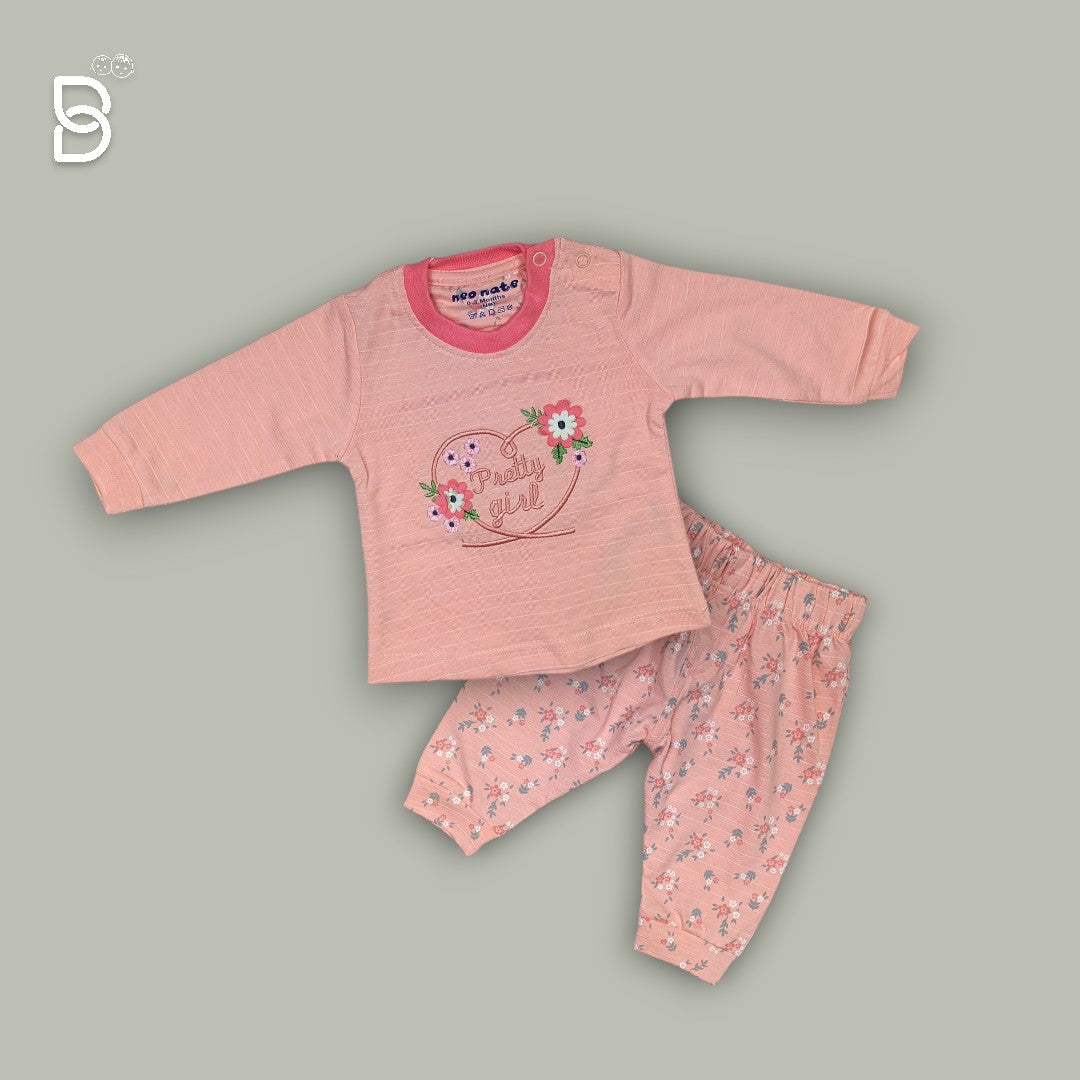 NEO NATE - COTTON FULL SLEEVES PRINTED TOP & JEGGINGS - PEACH